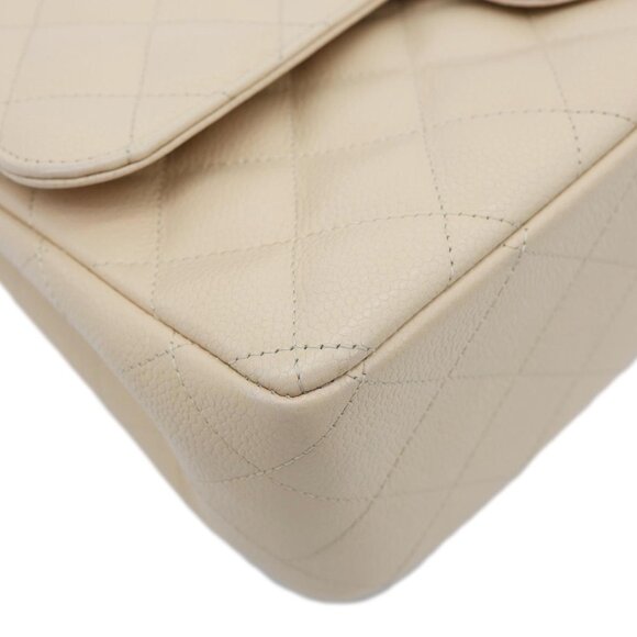 Chanel  Jumbo Classic Double Flap Caviar Leather Shoulder Bag Beige - Picture 6 of 16